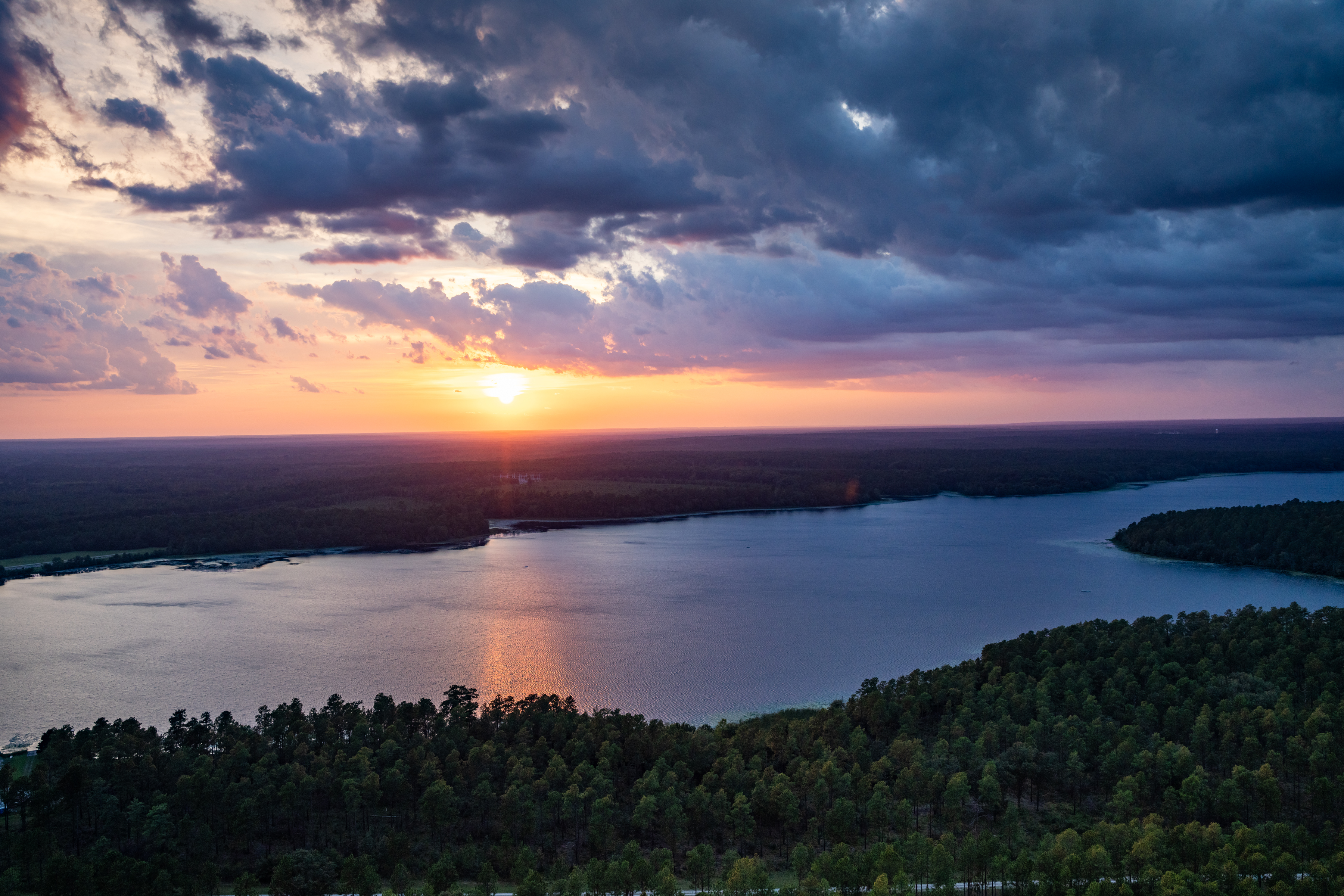 Sunset over L Lake at SRS