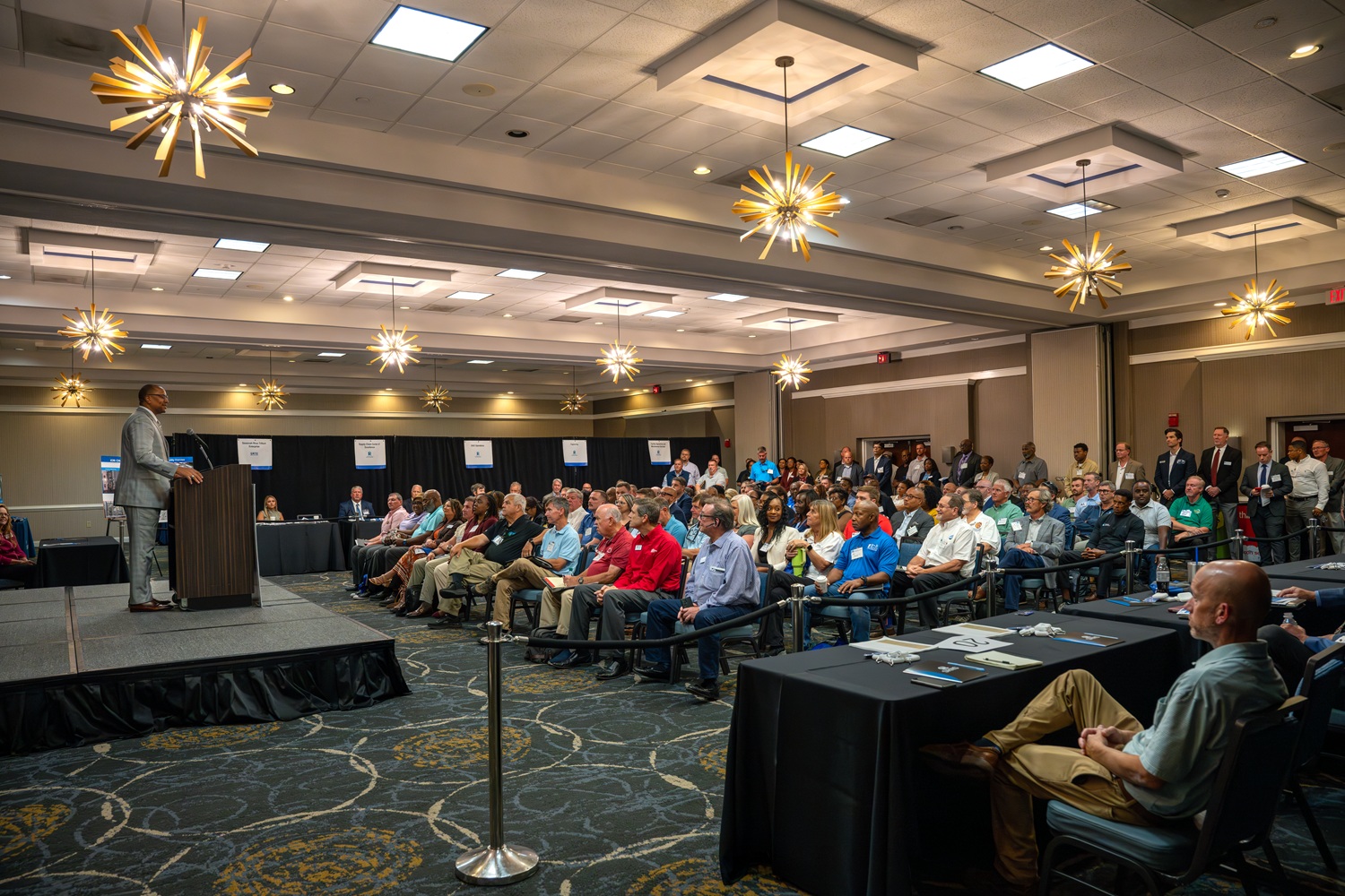 Jay Johnson, SRNS Deputy Senior Vice President of Business Services and Chief Contracting Officer, welcomes 400 attendees to the SRNS Small Business Opportunity Day at the DoubleTree by Hilton Augusta.