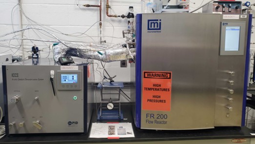 Reactor setup for in-situ getter material analysis during oxidation studies. (Photo courtesy of Clemson University Ana Alba-Rubio)
